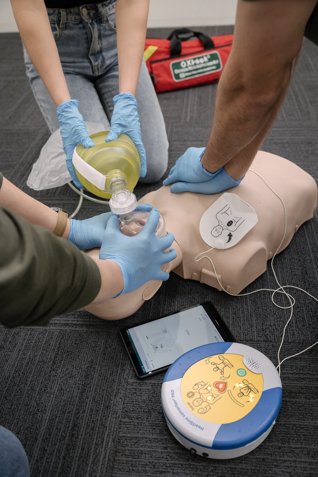 Advanced first aid and CPR on a mannequin